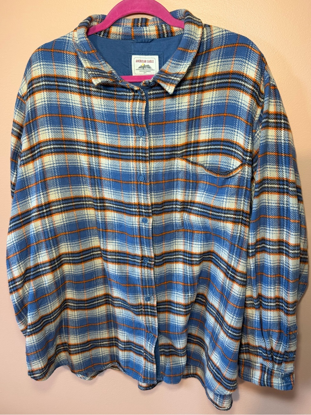 American Eagle Blue and Orange Flannel